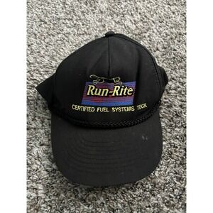 Vtg Run Rite Fuel Systems Tech SnapBack Hat Black Rope Mohr Hats